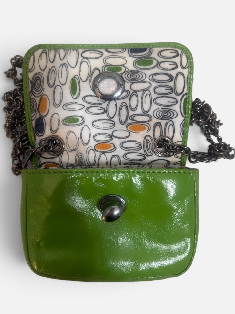 VTG HOBO International Mini Bag Green Patent Leather Turn Lock Convertible Pouch - Picture 9 of 11